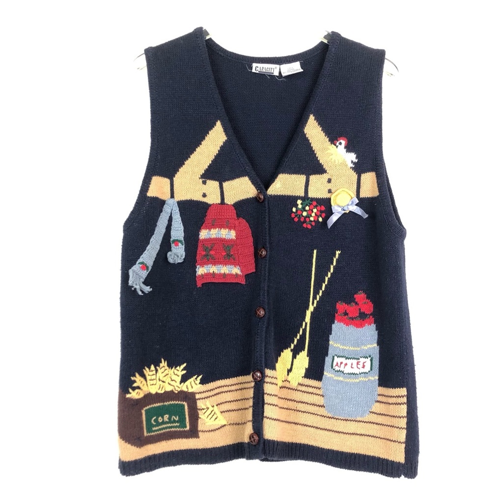 Capacity Vintage Country Sweater Vest Navy Blue